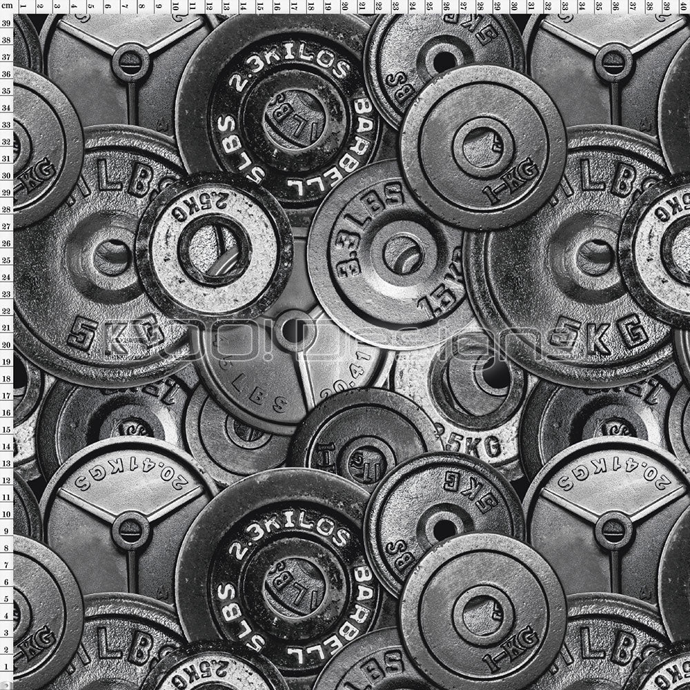 Spandex Barbells Silver - Spandex 190gsm Fabric