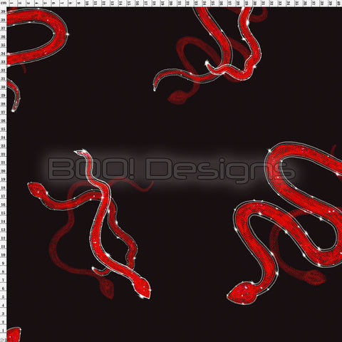 Spandex Red Snake - Glitter Stardust