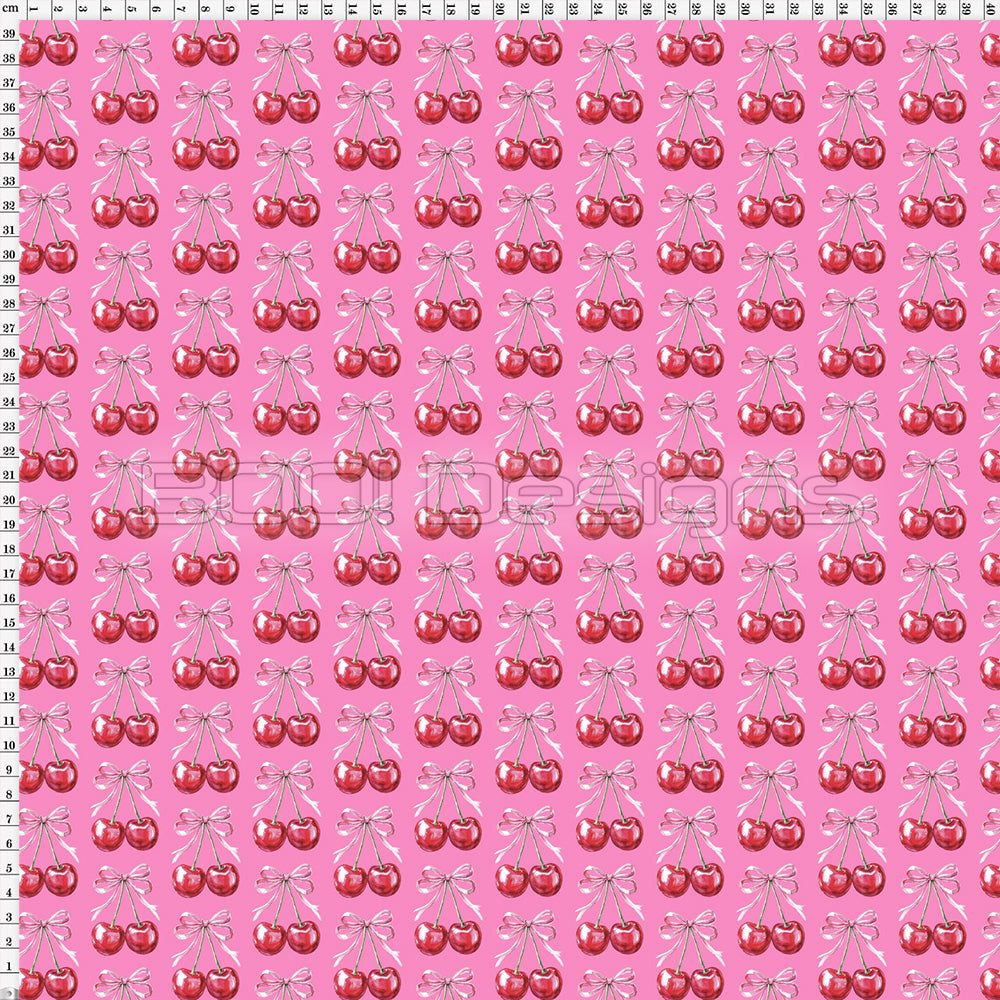 Spandex Cherry Bow Fabric