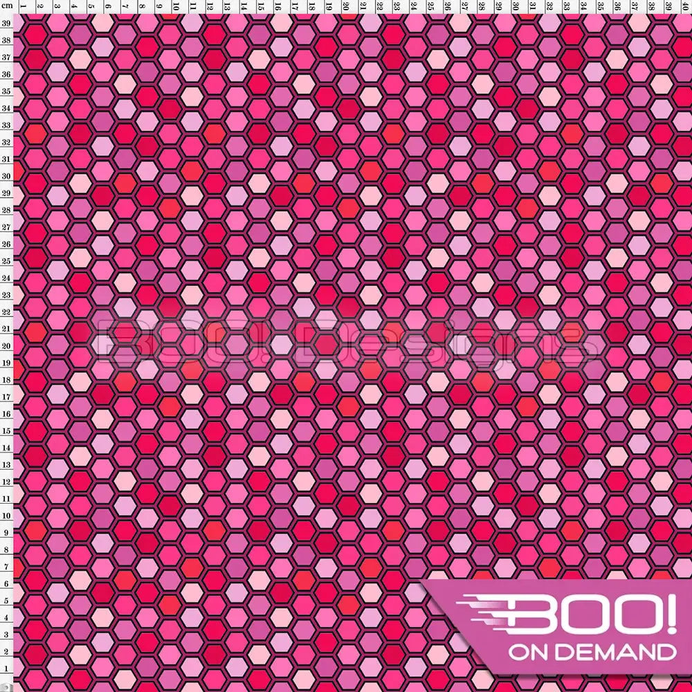 Spandex Hexagrid Pink Fabric