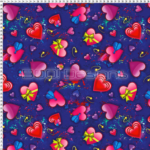 Spandex Emoji Hearts Navy