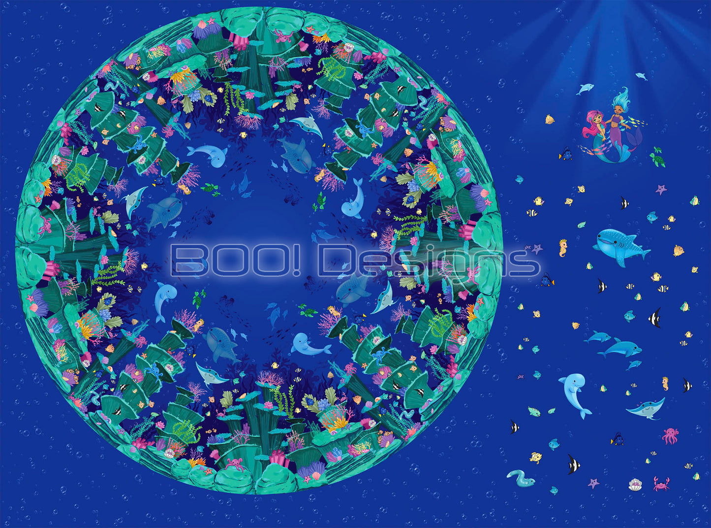 Spandex P105 Circle Panel Mermaid - Glitter Stardust