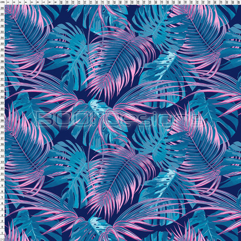 Spandex Tropical Palm Navy Pink