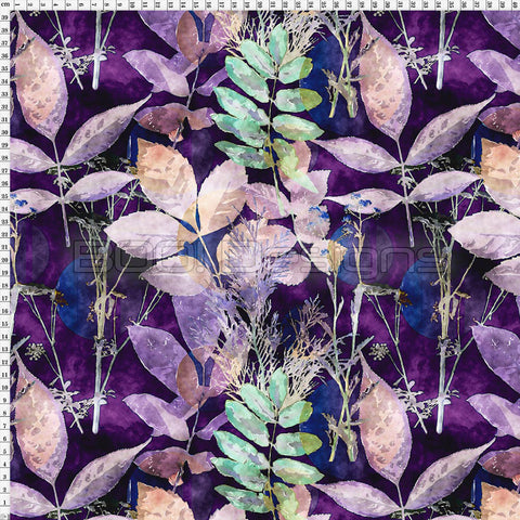 Spandex Winter Leaves Purple