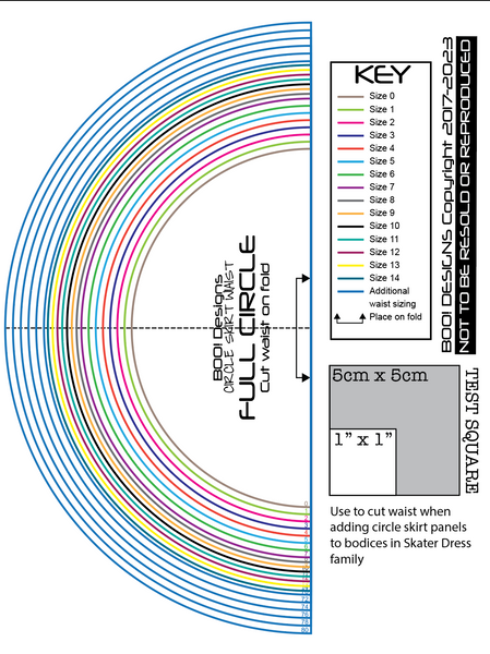 circle skirt pattern chart