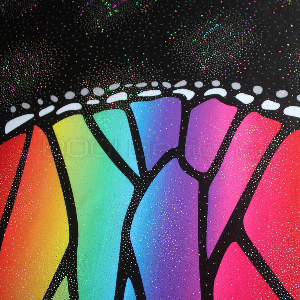 Spandex P105 Circle Panel Wings Rainbow Black - Glitter Stardust Project Panel