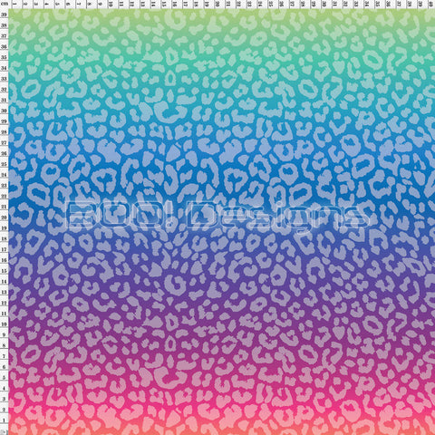 Spandex Ombre Rainbow Horizontal Cheetah White