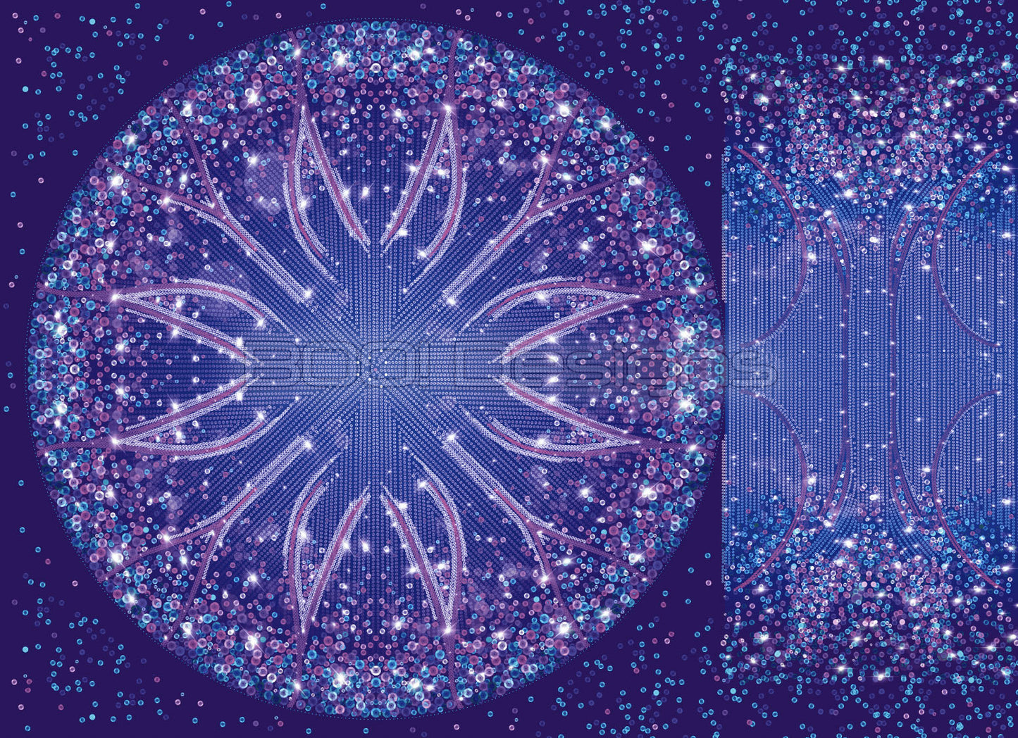 Spandex P105 Circle Panel Lover Midnight - Glitter Stardust