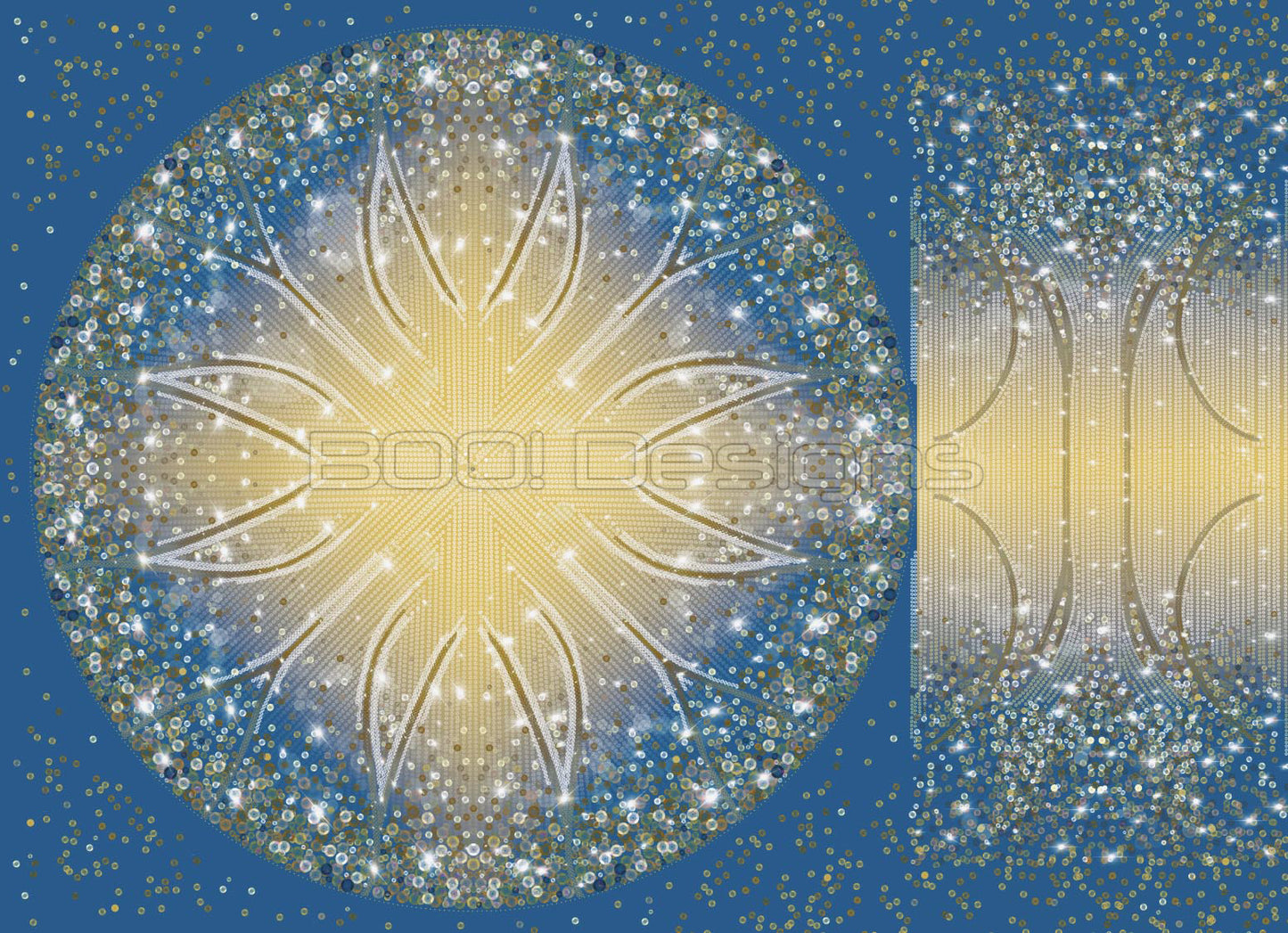 Spandex P105 Circle Panel Lover Gold - Gold Glitter Stardust