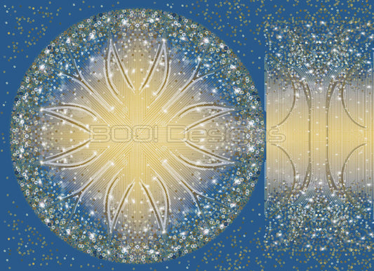 Spandex P105 Circle Panel Lover Gold - Gold Glitter Stardust