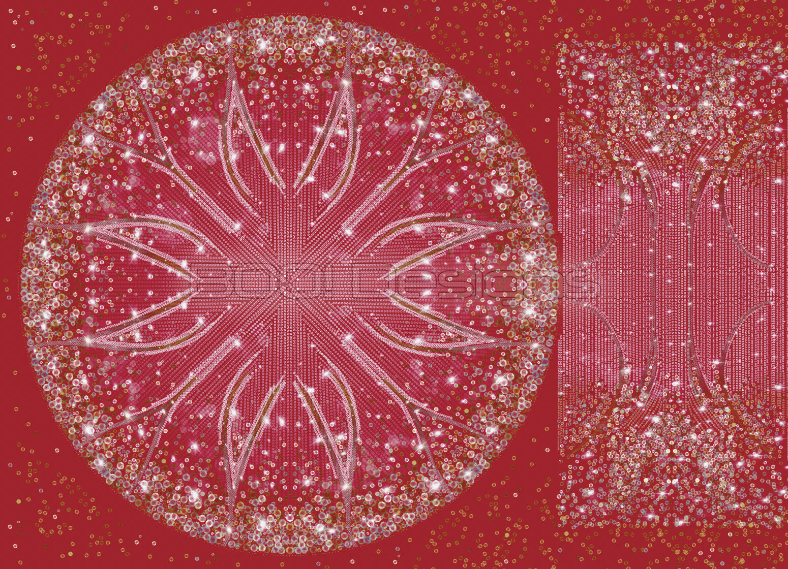 Spandex P105 Circle Panel Lover Red - Gold Glitter Stardust Project Panel