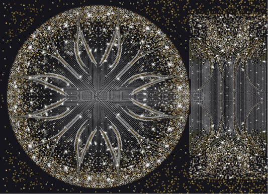 Spandex P105 Circle Panel Lover Black - Gold Glitter Stardust