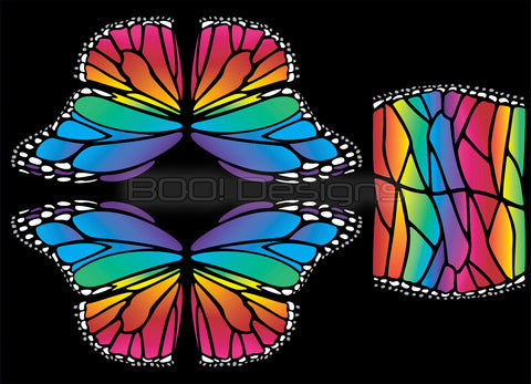 Spandex P105 Circle Panel Wings Rainbow Black