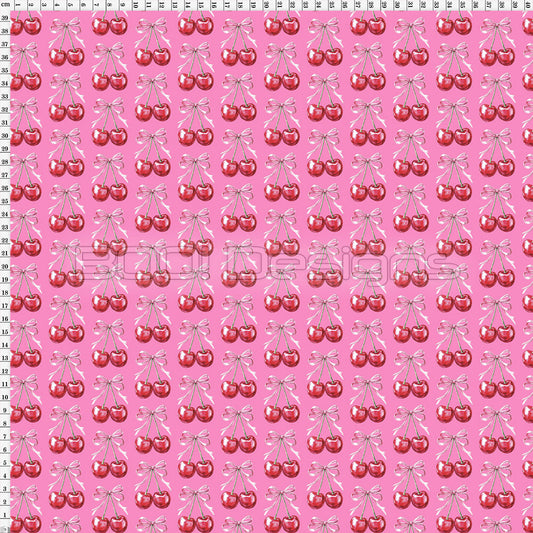 Spandex Cherry Bow Fabric