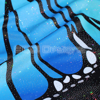 Spandex P105 Circle Panel Wings Blue - Glitter Stardust Project Panel