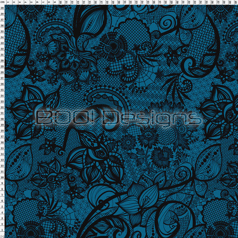 Spandex Ornamental Lace Teal - Sports Performance 250gsm