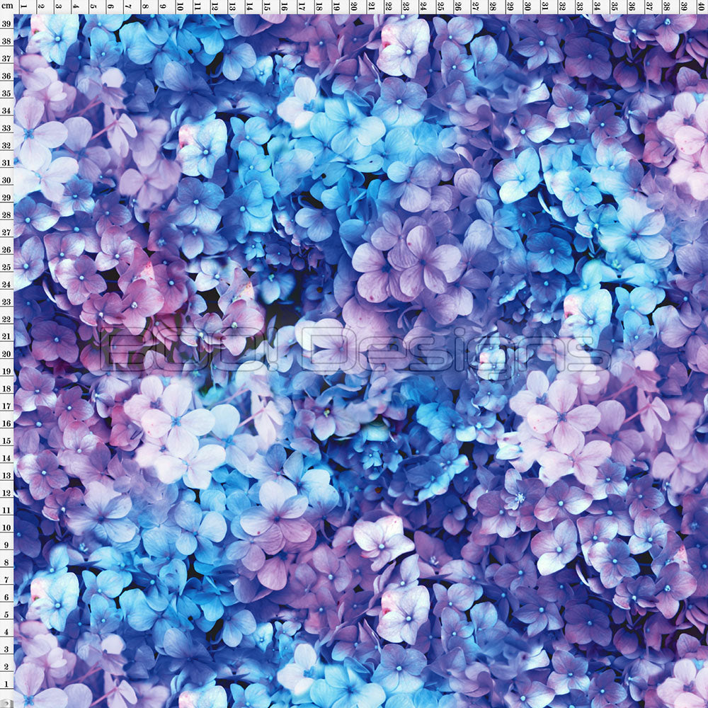 Spandex Hydrangeas Blue Fabric