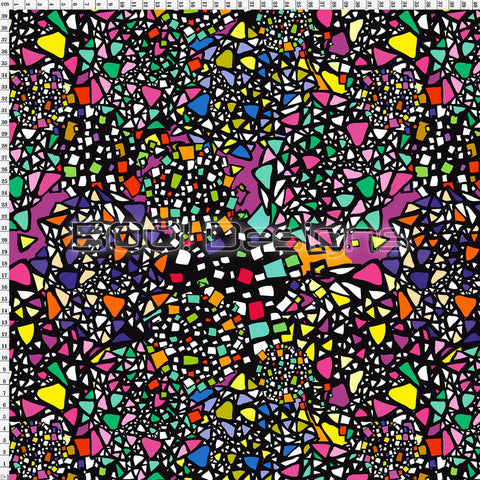 Spandex Rainbow Mosaic Black - Active 295gsm