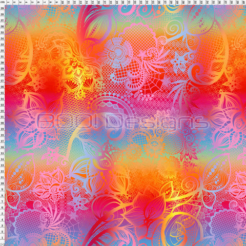 Spandex Ornamental Lace Multi - Velvet 190gsm
