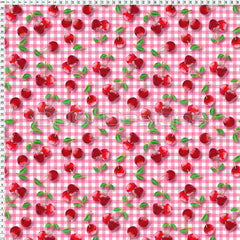 Spandex Cherry Gingham Pink