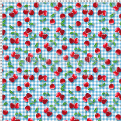 Spandex Cherry Gingham Blue