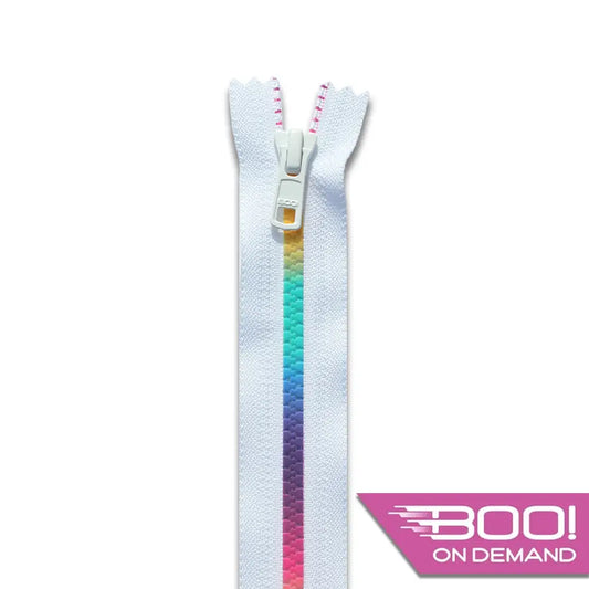 BOO Chunky Zip Closed End Rainbow White Chunky Zip Closed