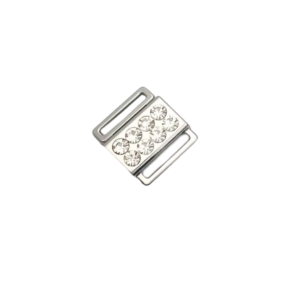 Clasp Deluxe 8 Rhinestones Flat 12mm