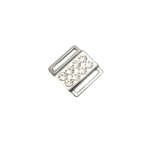 Clasp Deluxe 8 Rhinestones Flat 12mm