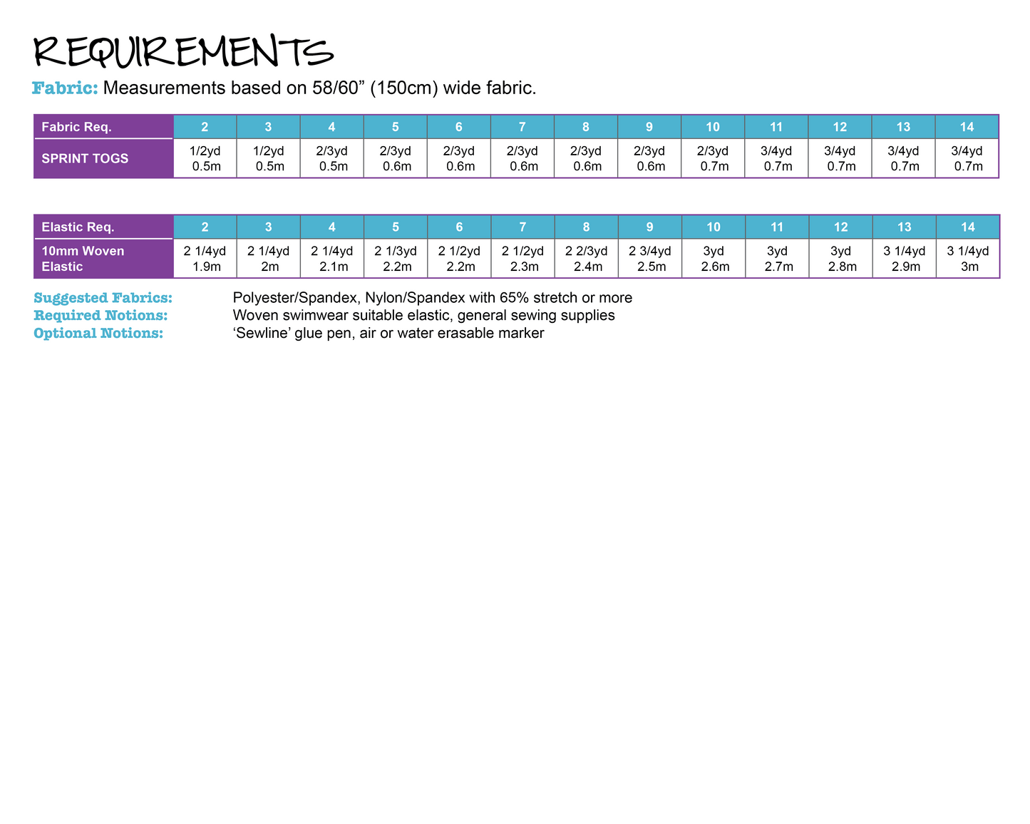 PDF Pattern: Sprint Togs