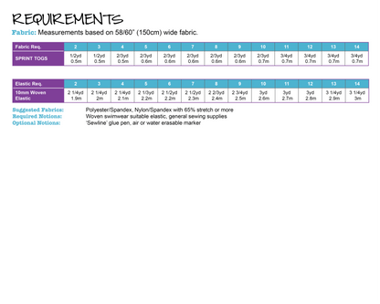 PDF Pattern: Sprint Togs