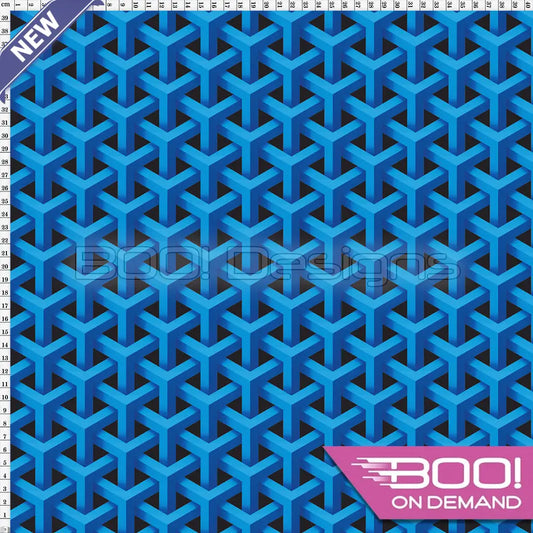 Spandex 3D Geo Blue Black Fabric