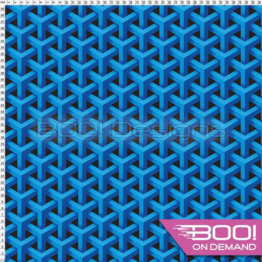 Spandex 3D Geo Blue Black Fabric