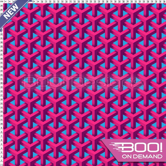 Spandex 3D Geo Pink Blue Fabric