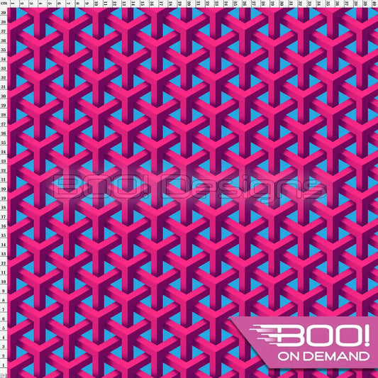 Spandex 3D Geo Pink Blue Fabric