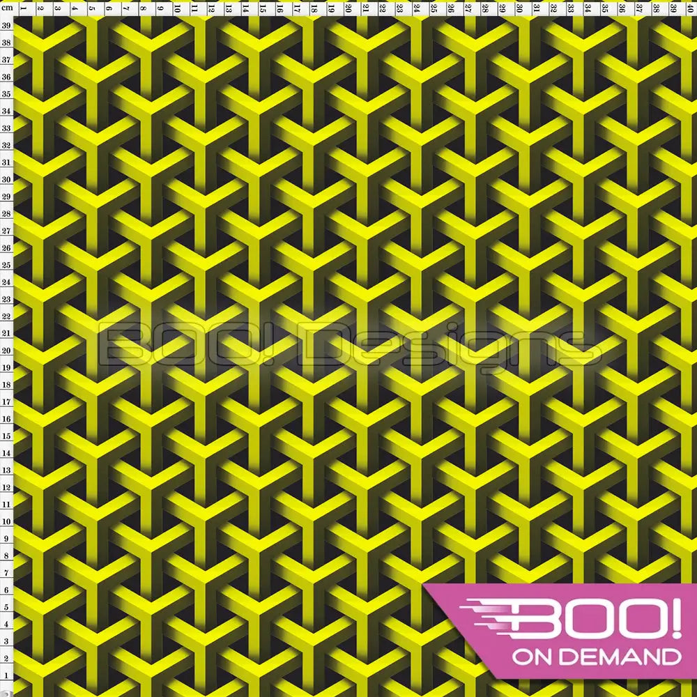 Spandex 3D Geo Yellow Black Fabric