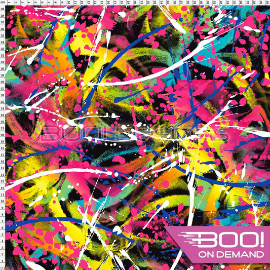 Spandex Action Painting Black Fabric