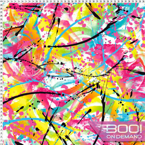 Spandex Action Painting White Fabric