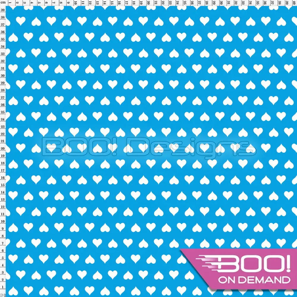 Spandex Alice Hearts Blue Fabric