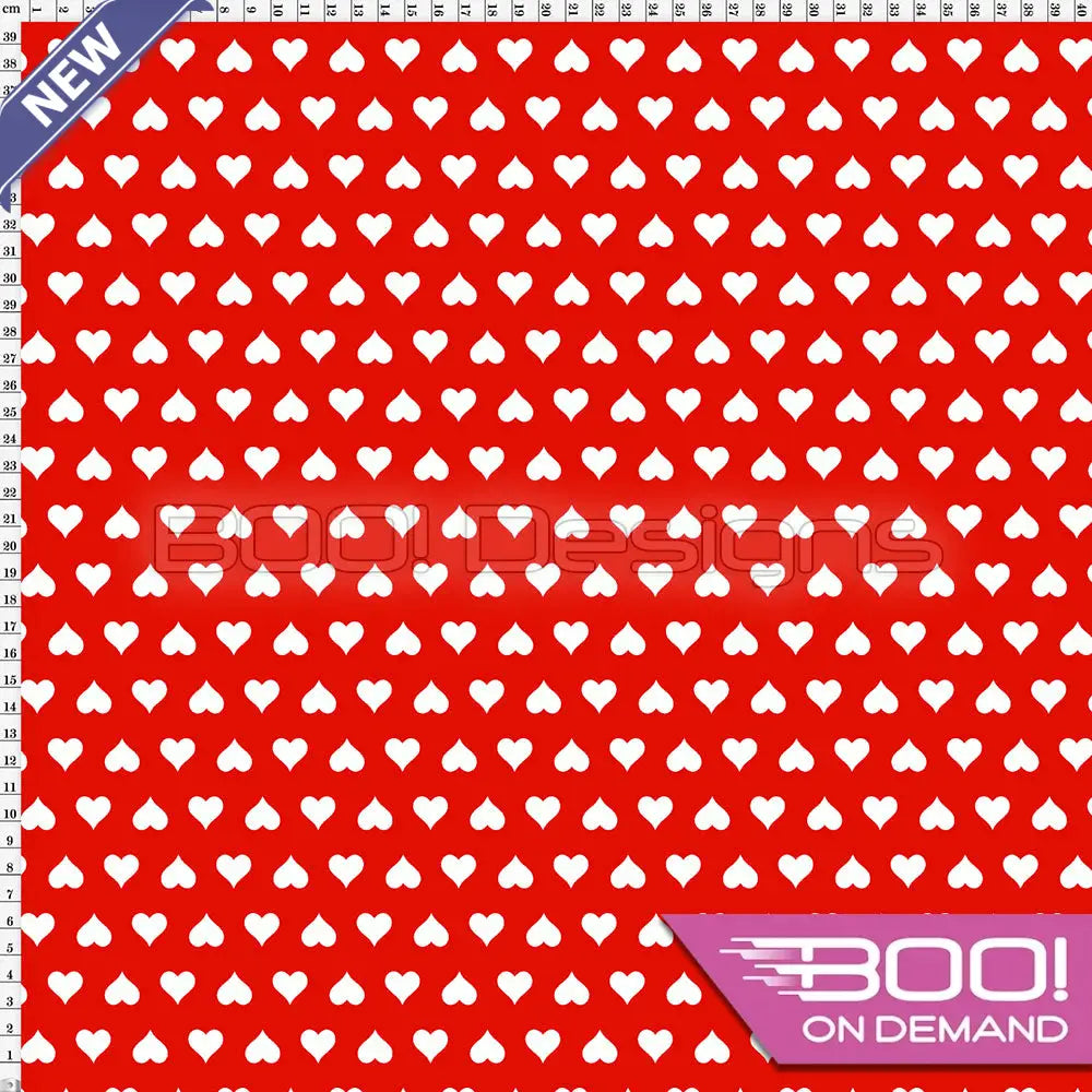 Spandex Alice Hearts Red Fabric