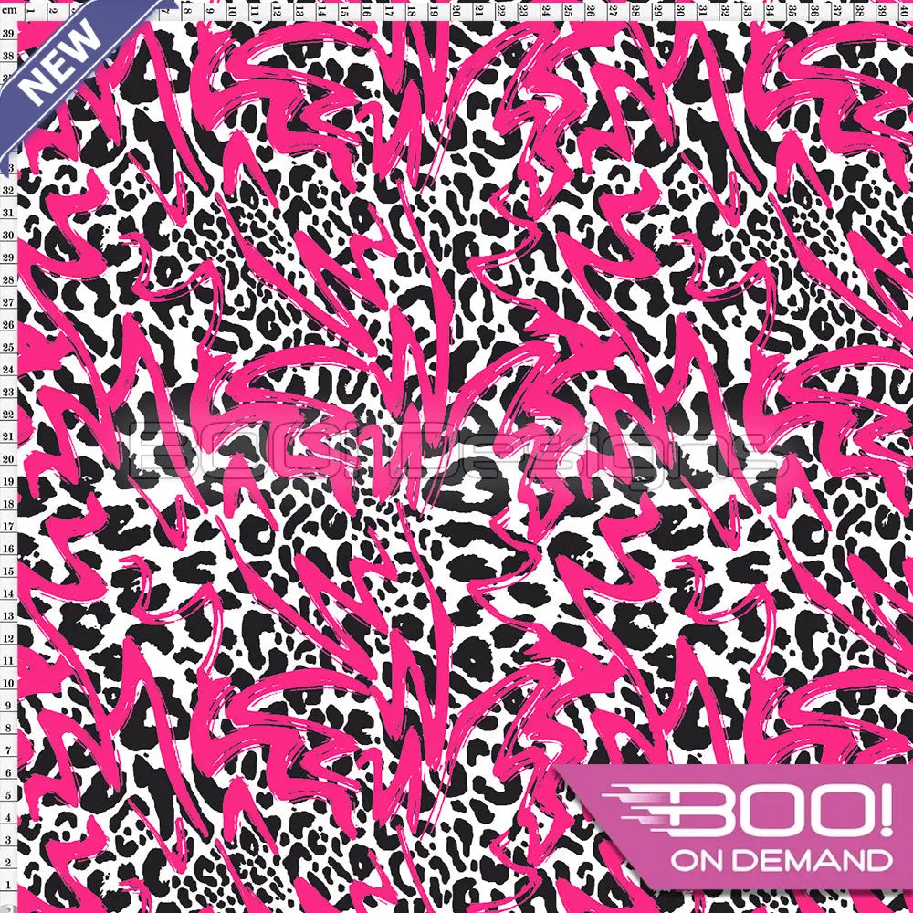 Spandex Animal Graffiti Pink Fabric