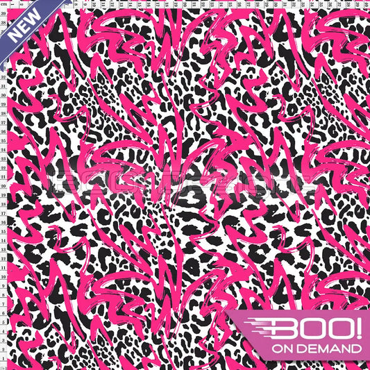 Spandex Animal Graffiti Pink Fabric