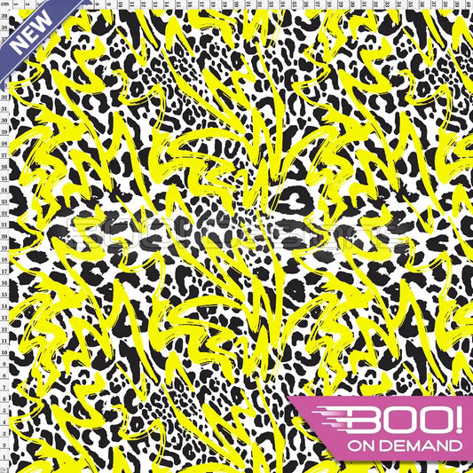 Spandex Animal Graffiti Yellow Fabric
