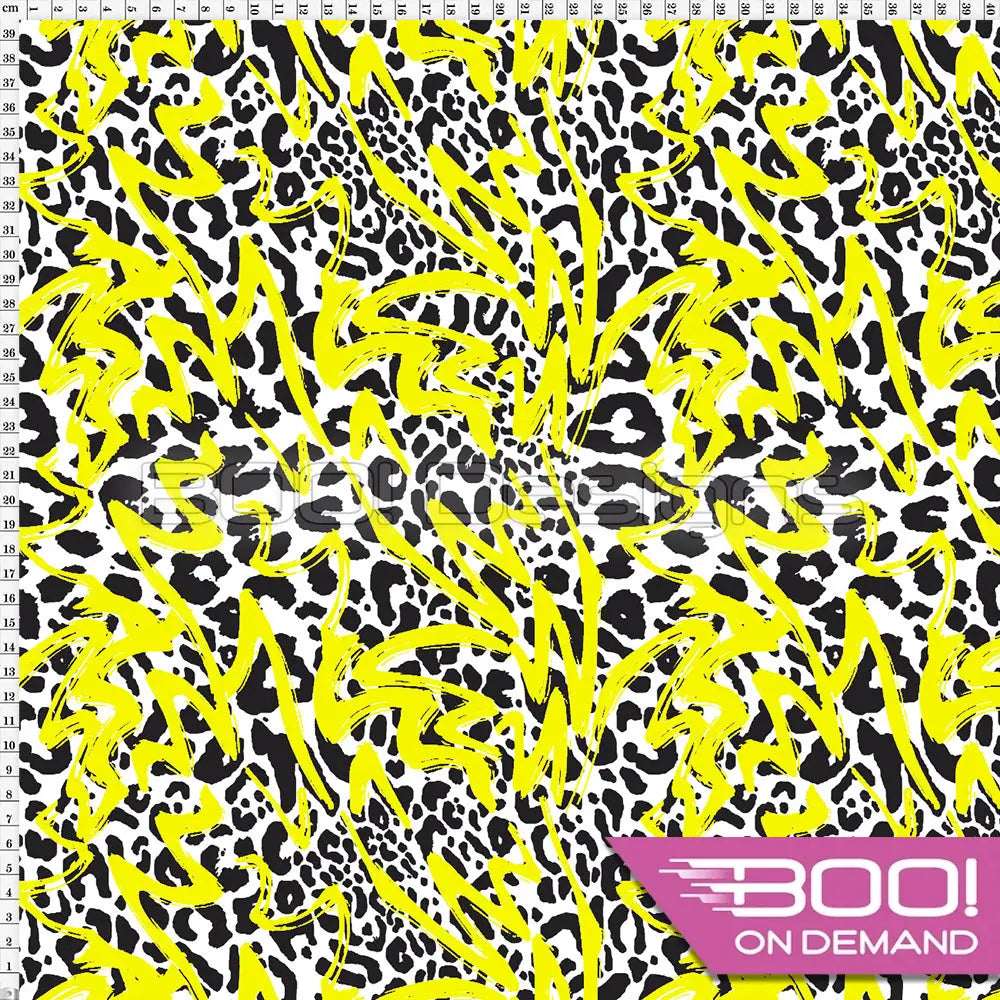 Spandex Animal Graffiti Yellow Fabric