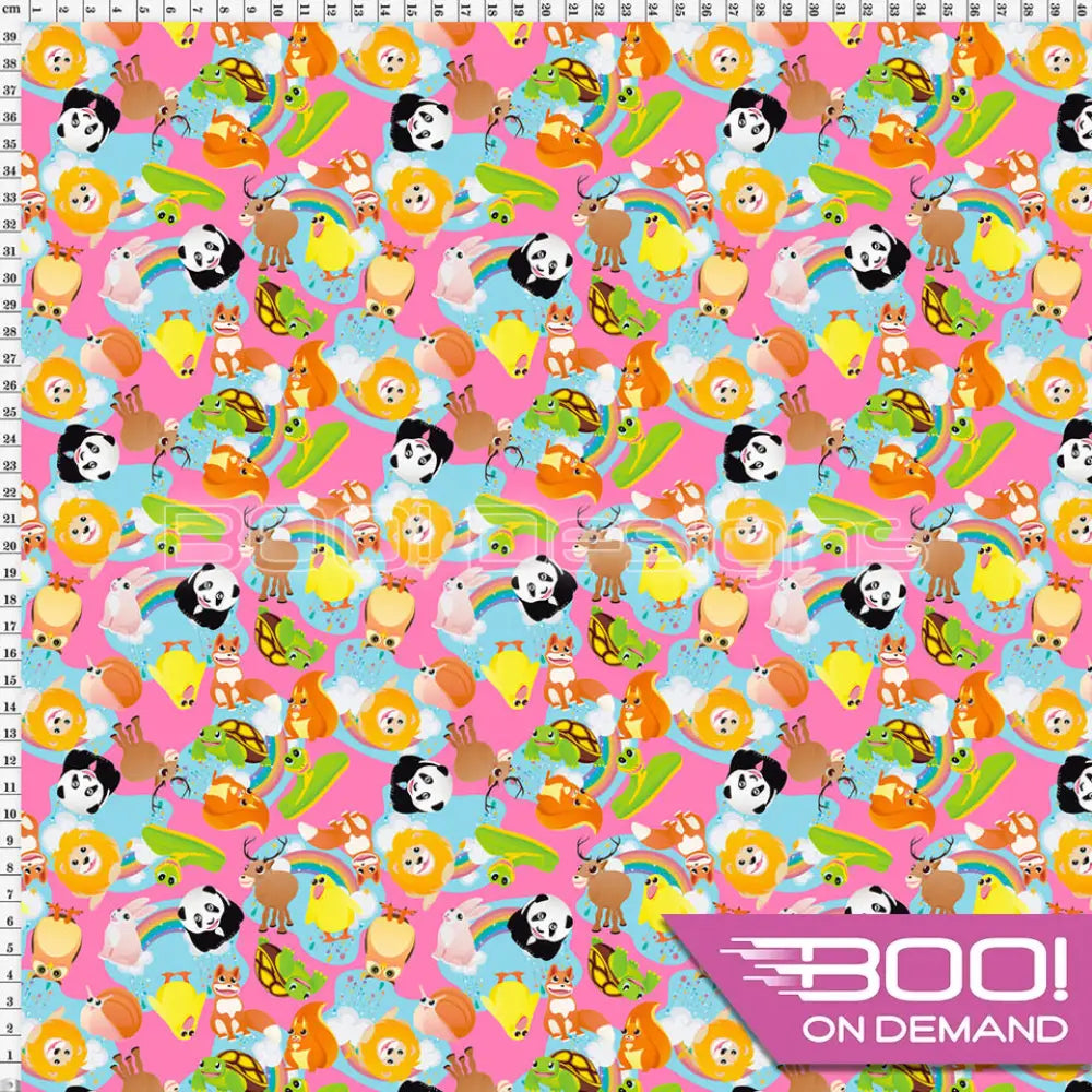 Spandex Animal Scatter Pink Fabric