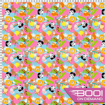 Spandex Animal Scatter Pink Fabric