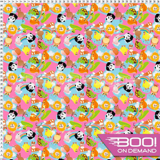 Spandex Animal Scatter Pink Fabric