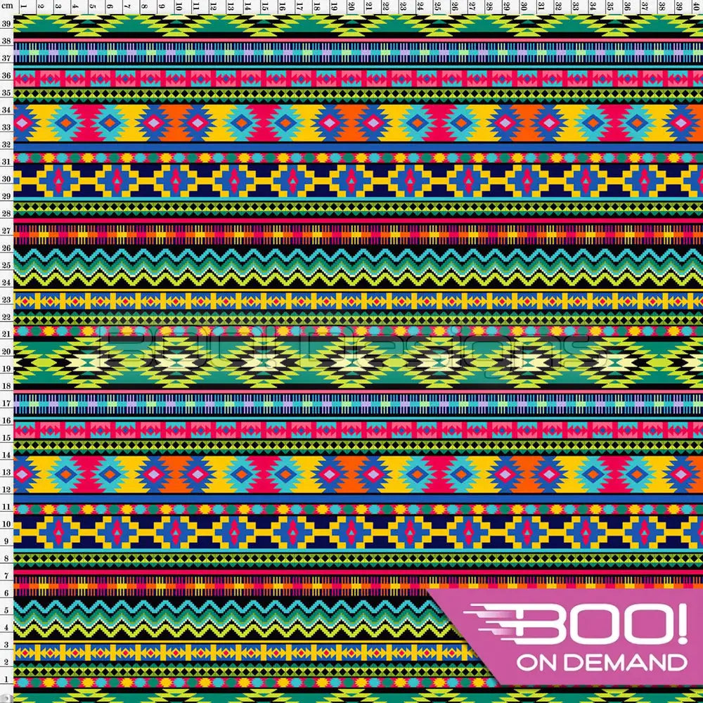 Spandex Aztec Stripe Green - Fabric