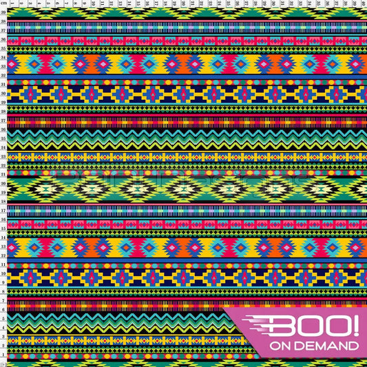 Spandex Aztec Stripe Green - Fabric
