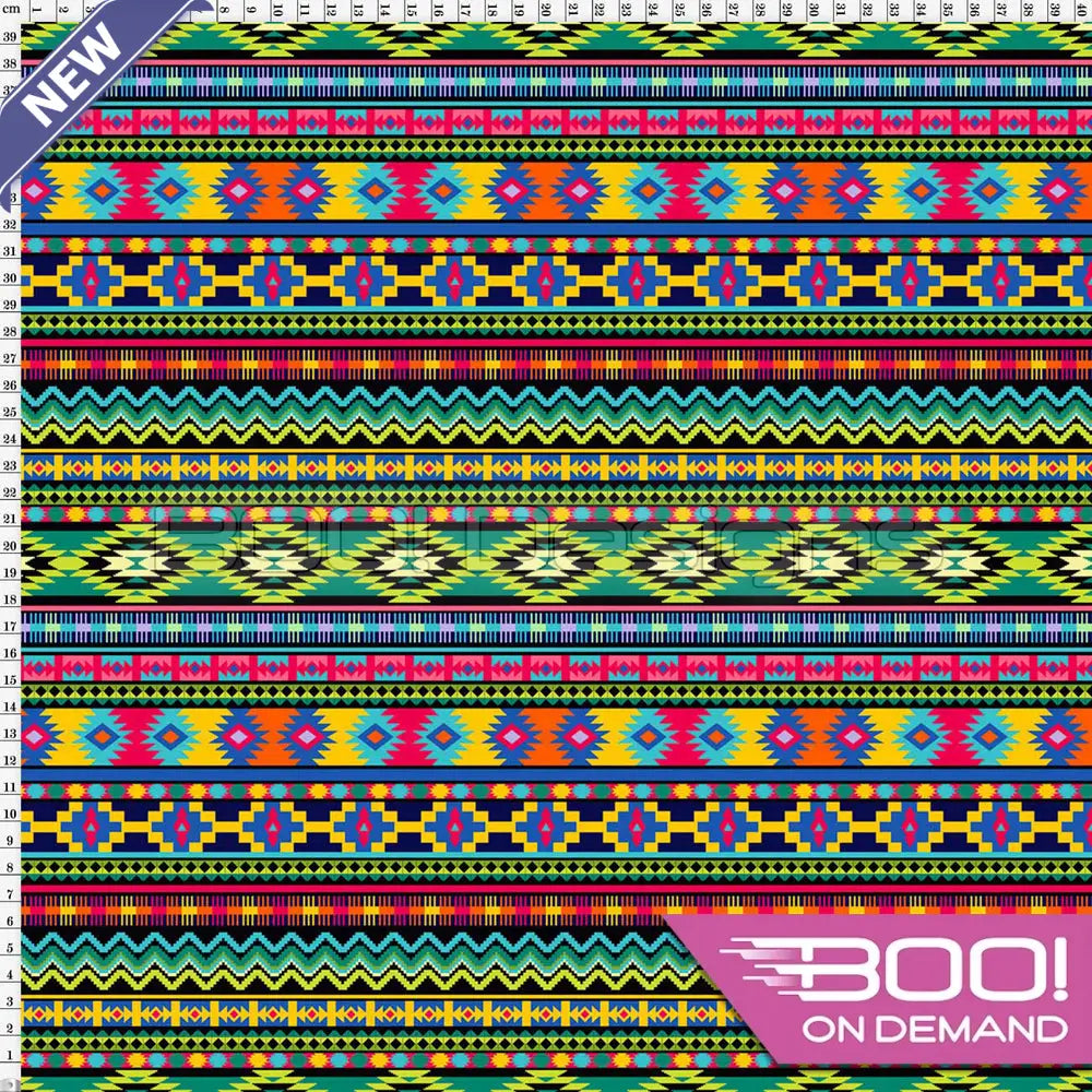 Spandex Aztec Stripe Green - Fabric