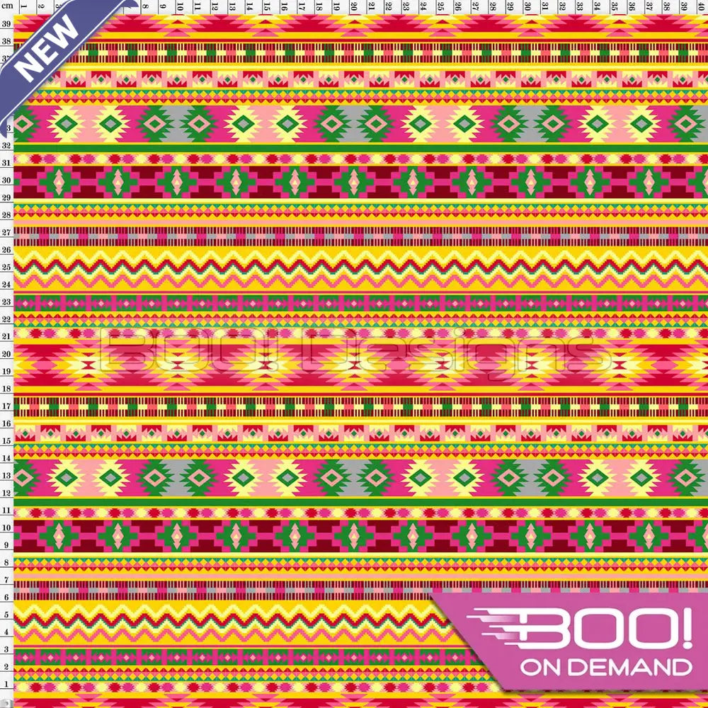 Spandex Aztec Stripe Yellow - Fabric